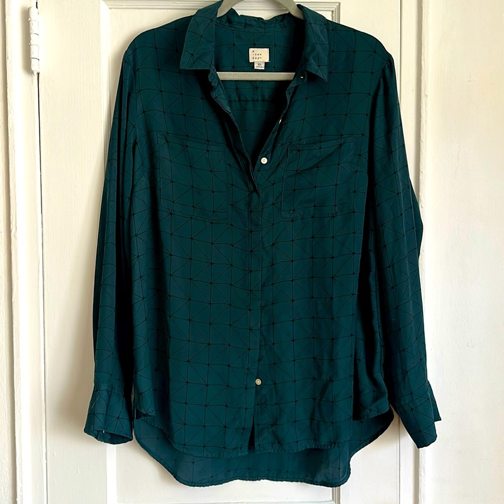 Emerald green blouse with design